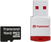Transcend 16 GB microSDHC class 10 + P3 Card Reader (TS16GUSDHC10-P3)