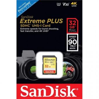 Sandisk 32 GB SDHC V30 UHS-I U3 4K Extreme Plus (SDSDXWF-032G-GNCIN)