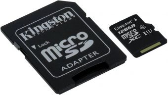 KINGSTON 128 GB microSDXC Class 10 UHS-I + SD Adapter (SDC10G2/128GB)